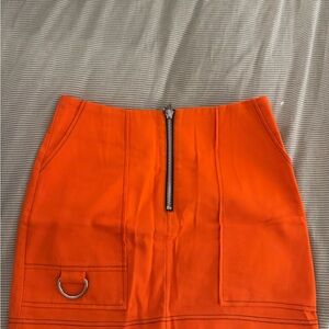 The Ragged Priest Bright Orange Front-Zip Mini Skirt
